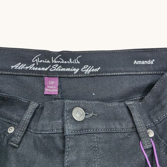 Gloria Vanderbilt Amanda Capri Pants Womens 12P Black NWT Slimming Panel Stretch - Picture 7 of 11